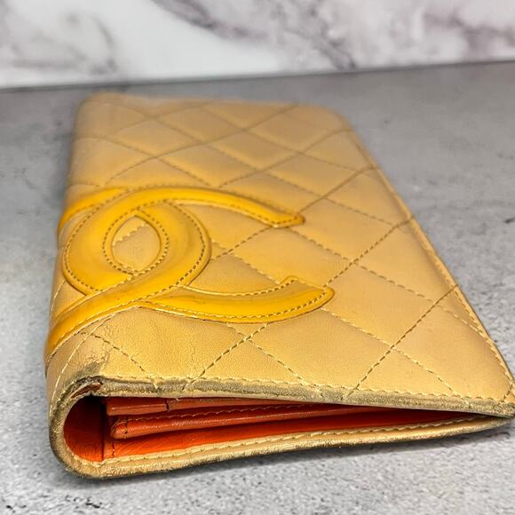 Chanel Quilted Long Wallet - Classic CC Logo -Camel/Beige - Orange CC Interior - Picture 4 of 13